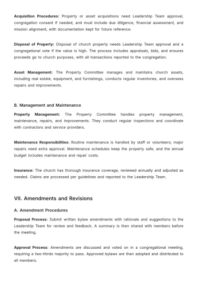 Free Church Baptist Bylaw Sample Template to Edit Online