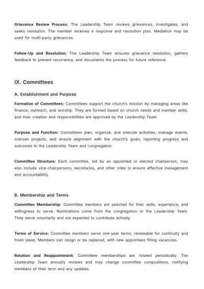 Free Church Baptist Bylaw Sample Template to Edit Online