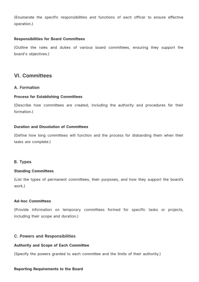 Free Church Board of Directors Bylaw Outline Template to Edit Online