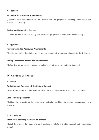 Free Church Board of Directors Bylaw Outline Template to Edit Online