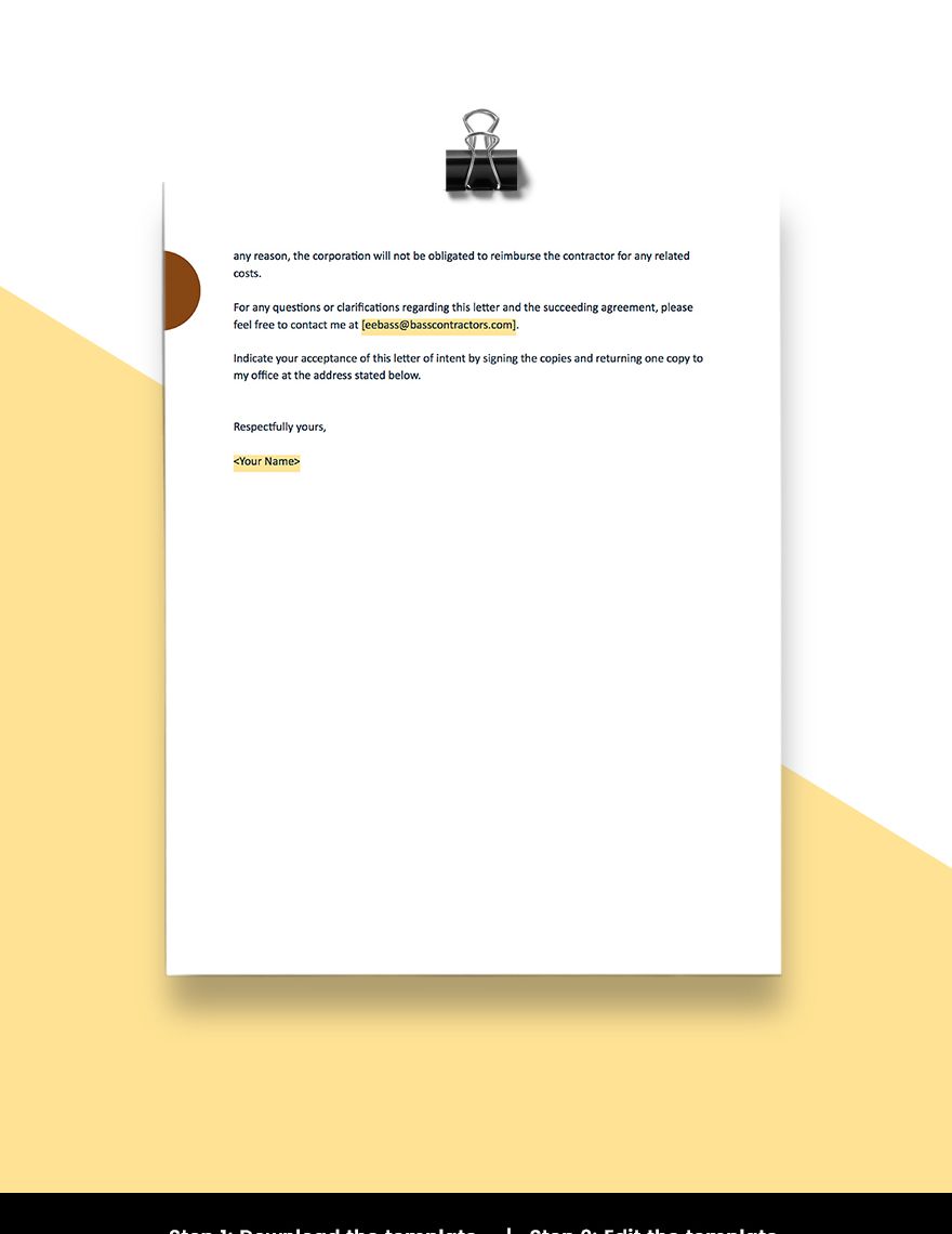 Editable Construction Letter of Intent