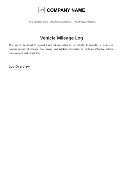 Free Vehicle Mileage Log Book Template to Edit Online