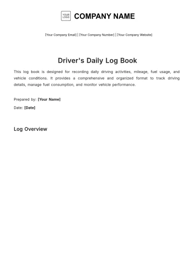 Free Driver's Daily Log Book Template to Edit Online