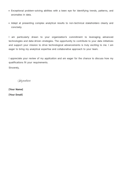 Free Data Scientist Analyst Cover Letter to Edit Online