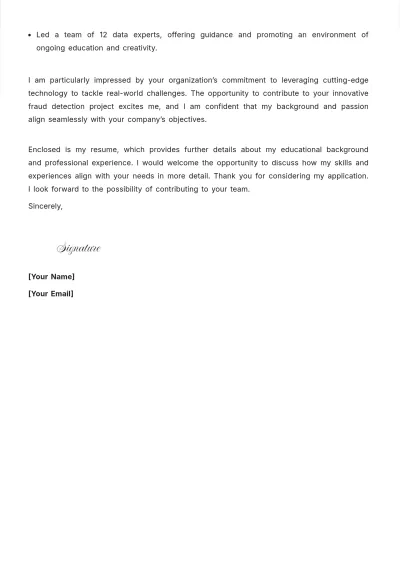 Free Master Data Scientist Cover Letter to Edit Online