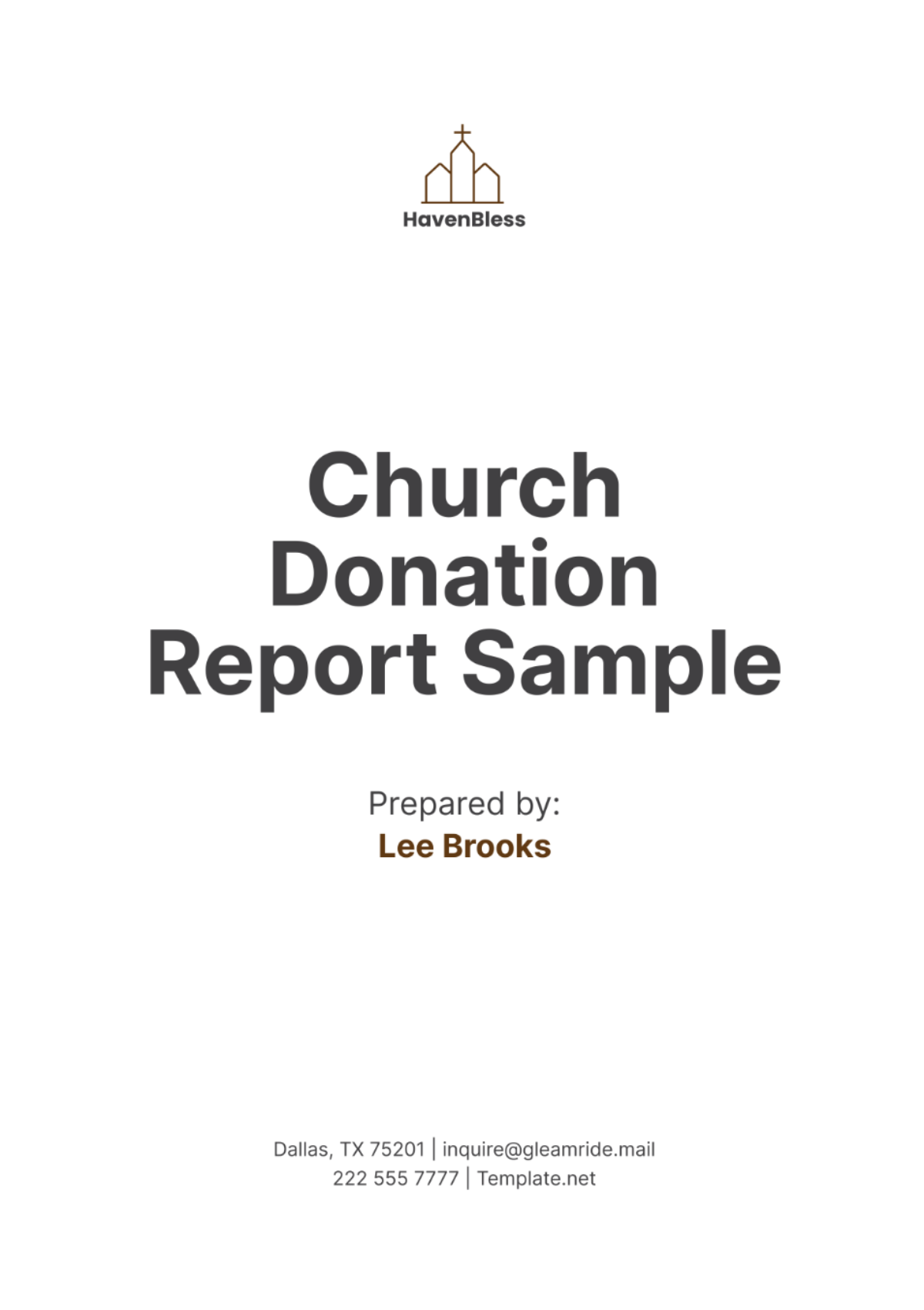 Church Donation Report Sample Template - Edit Online & Download