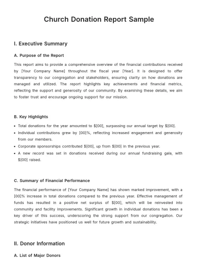 Free Church Donation Report Sample Template to Edit Online