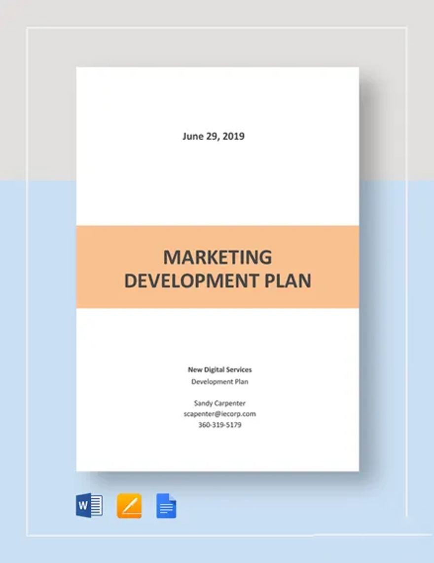 Marketing Development Plan Template in Word, Google Docs, Apple Pages