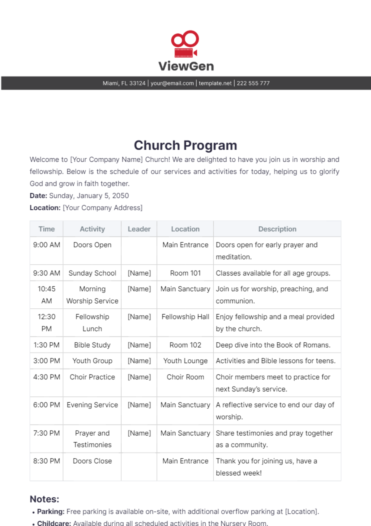 Church Program Template - Edit Online & Download