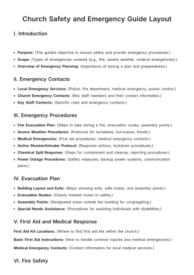 Free Church Safety and Emergency Guide Layout Template to Edit Online