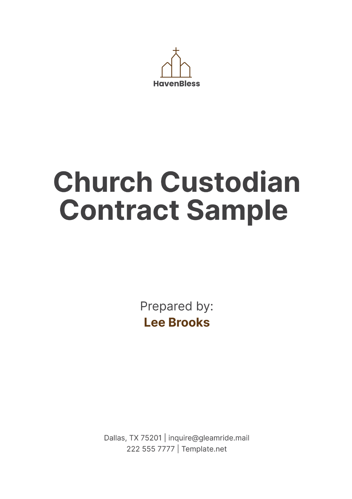 Church Custodian Contract Sample Template - Edit Online & Download