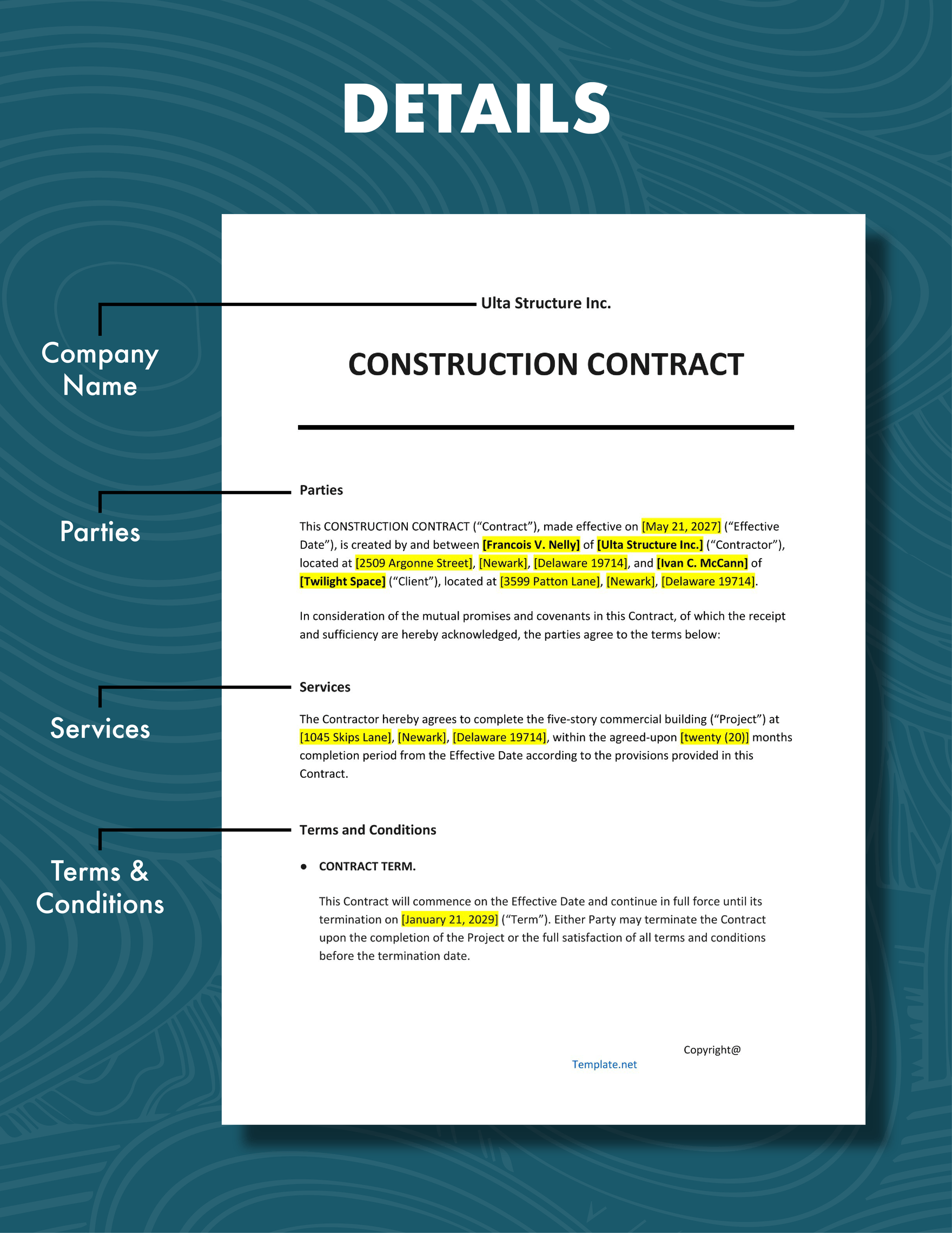 Simple Construction Contract Template