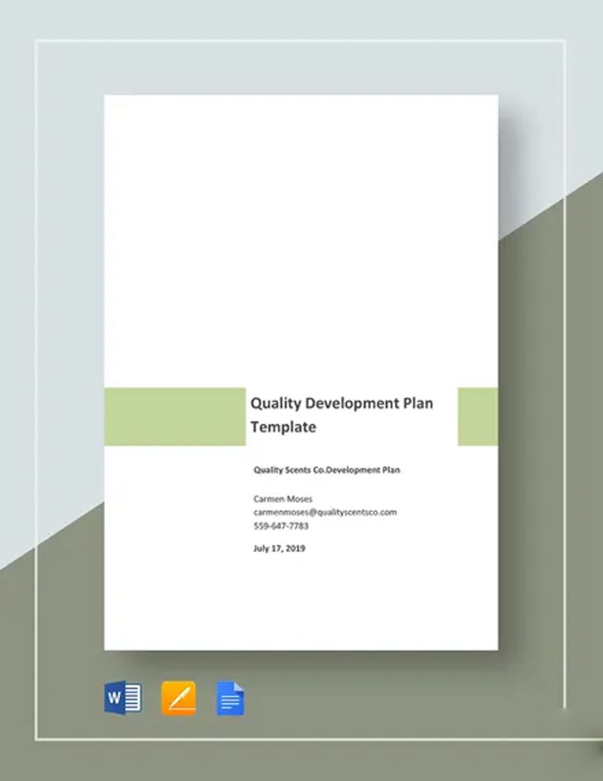 Quality Development Plan Template in Word, Google Docs, Apple Pages