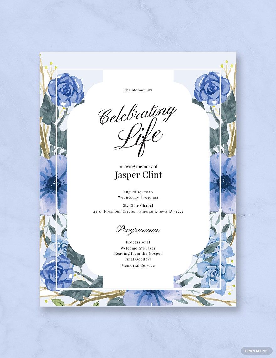 Sample Memorial Program Template in Word, PDF, Illustrator, PSD, Apple Pages, Publisher