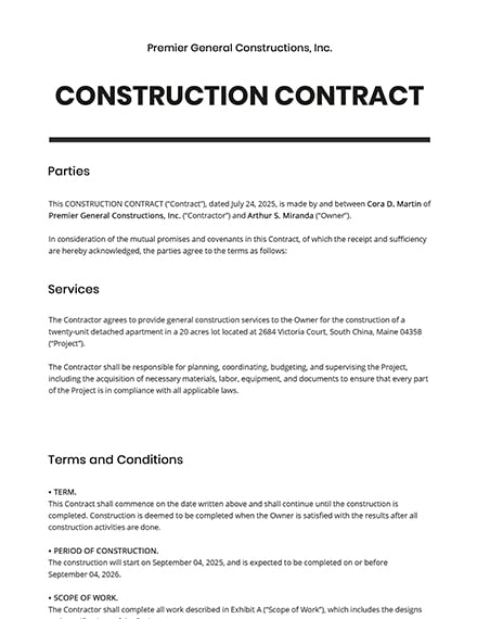 construction-contract-form-templates