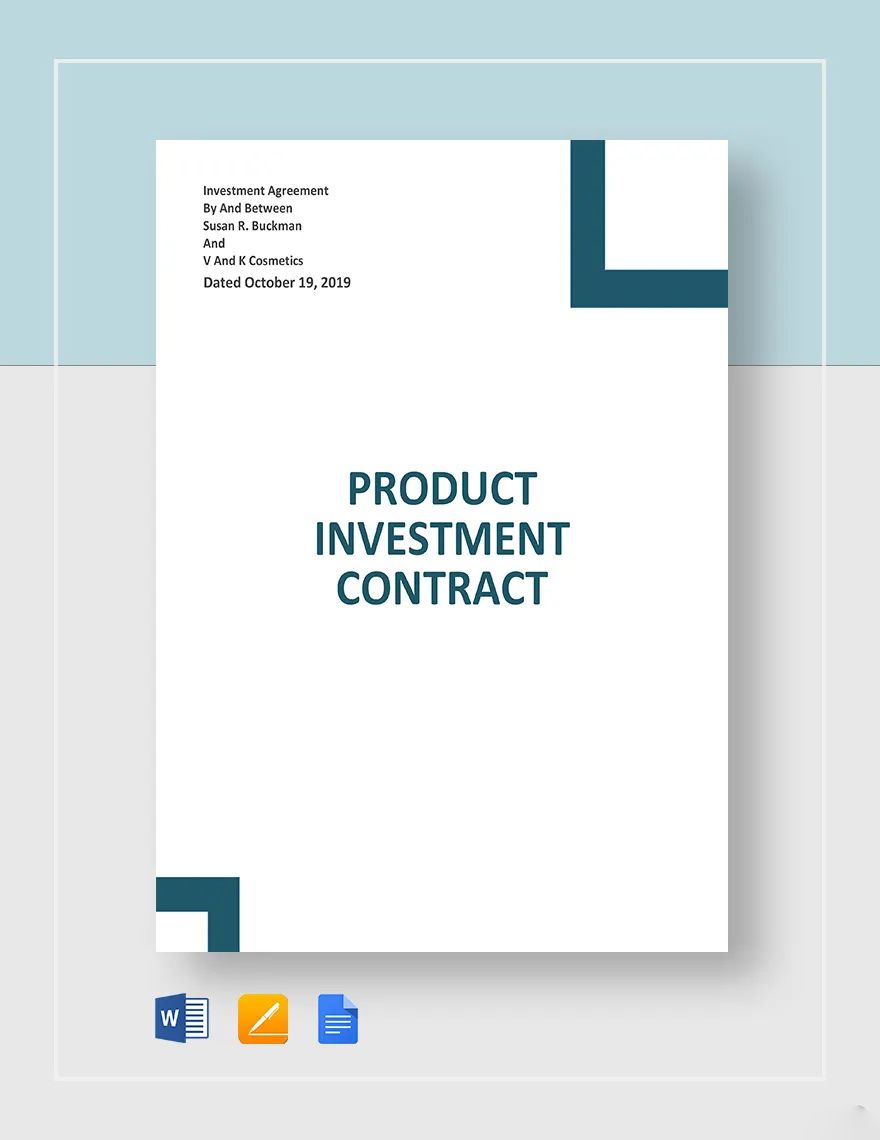 Product Investment Contract Template