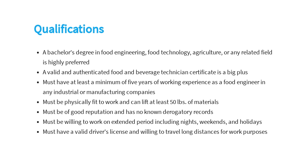 Free Food Engineer Job Description Template 5.jpe