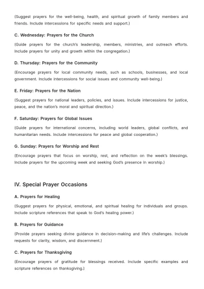Free Blank Church Prayer Guide Template to Edit Online