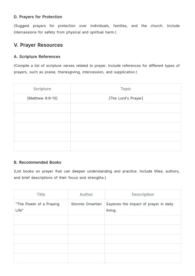 Free Blank Church Prayer Guide Template to Edit Online