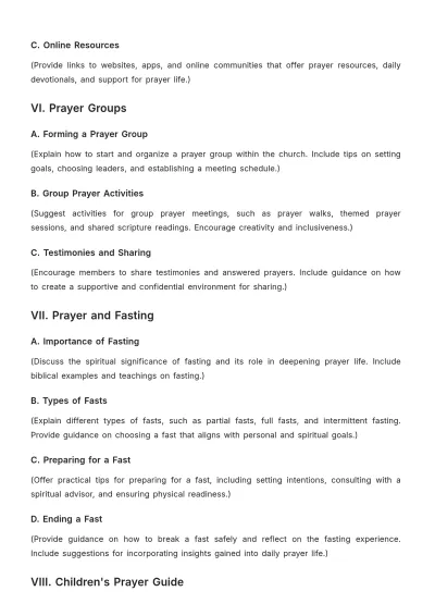 Free Blank Church Prayer Guide Template to Edit Online