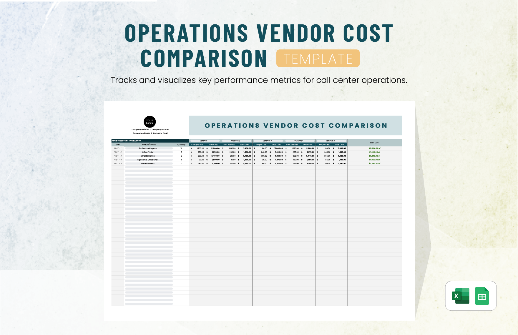 Operations Vendor Cost Comparison Template