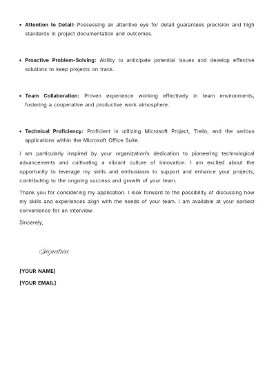 Free Entry Level Project Coordinator Cover Letter to Edit Online