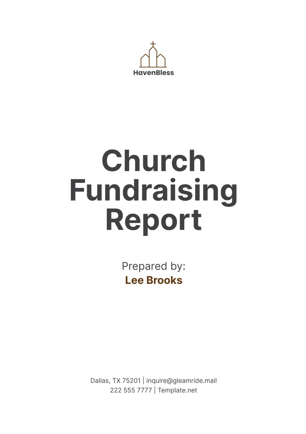 Church Fundraising Report Template