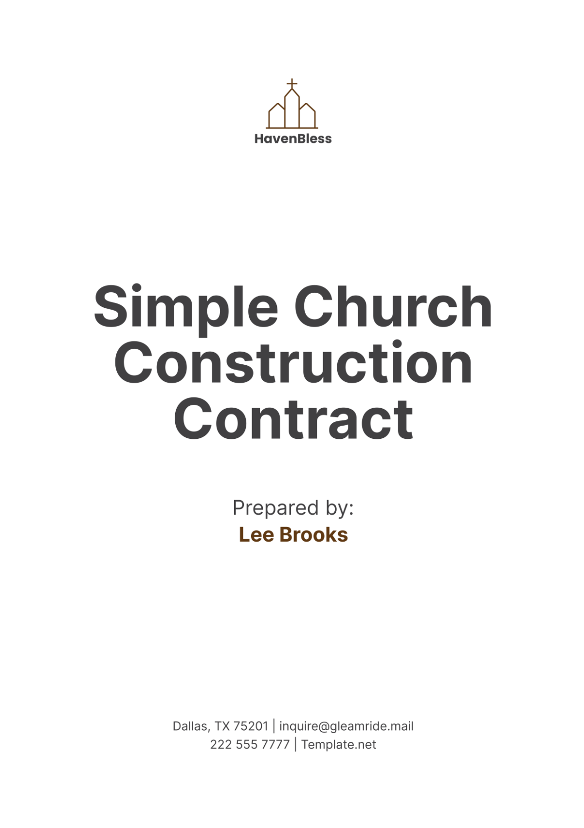 Simple Church Construction Contract Template - Edit Online & Download