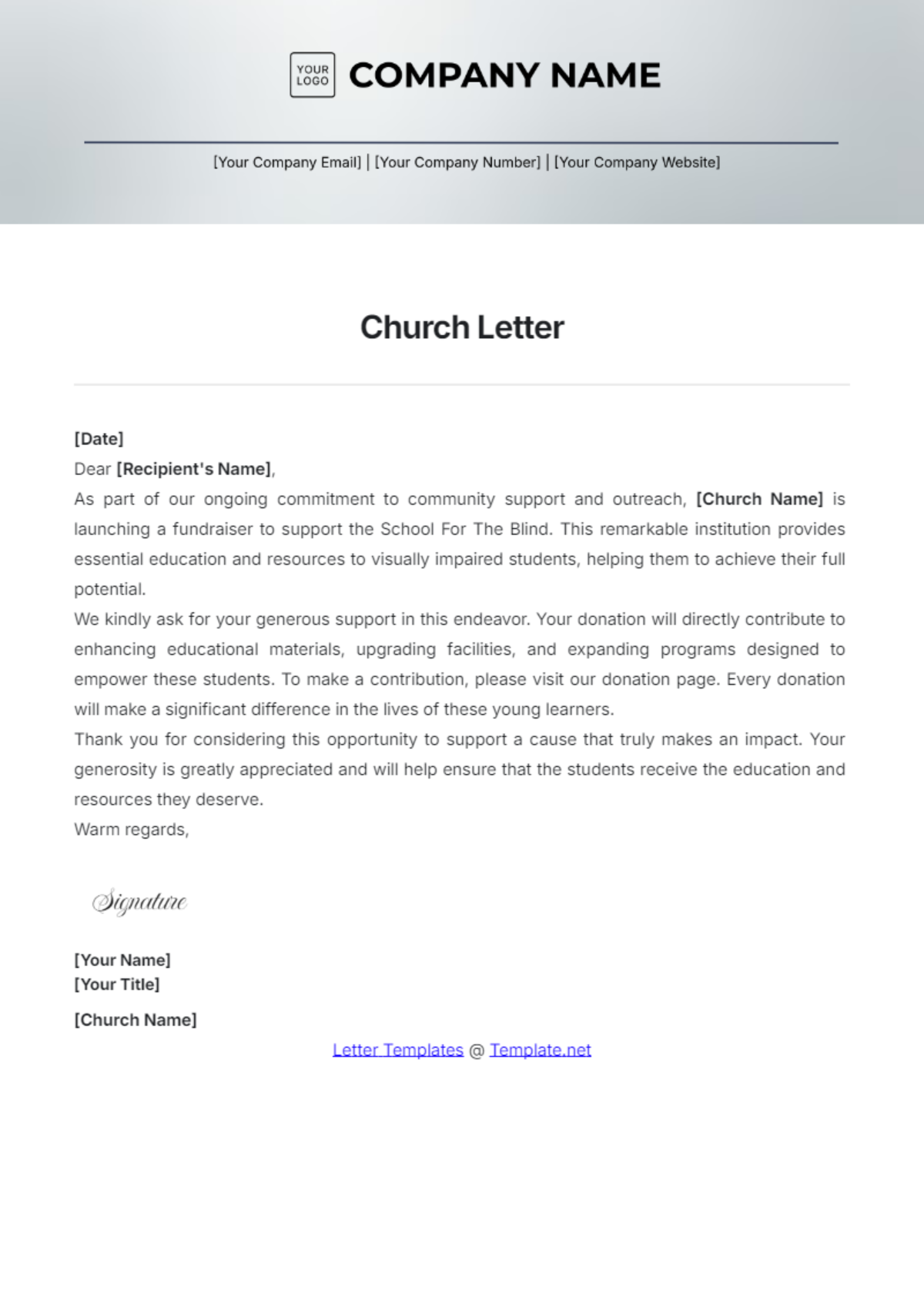 Church Letter Template - Edit Online & Download