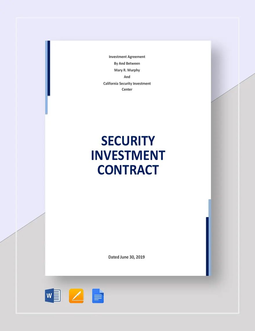 Security Investment Contract Template