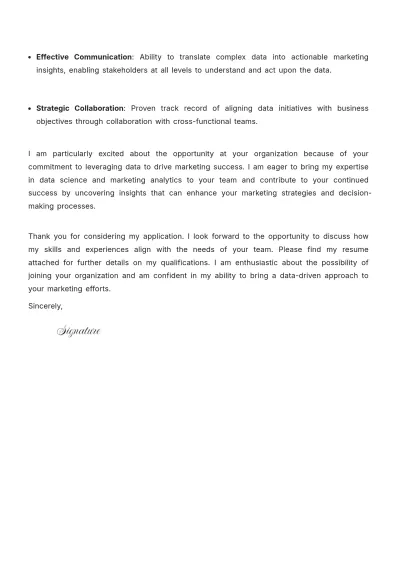 Free Marketing Data Scientist Cover Letter to Edit Online