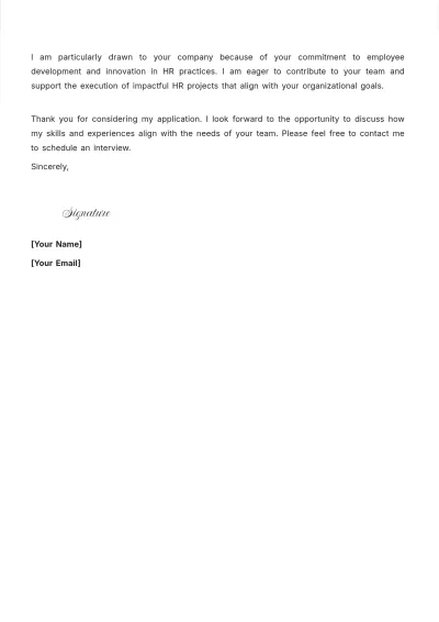 Free HR Project Coordinator Cover Letter to Edit Online