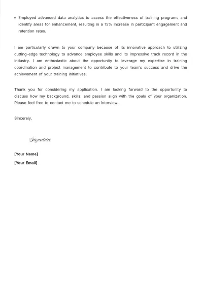Free Project Training Coordinator Cover Letter to Edit Online