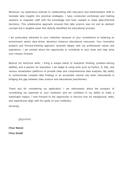 Free Educational Data Scientist Cover Letter to Edit Online