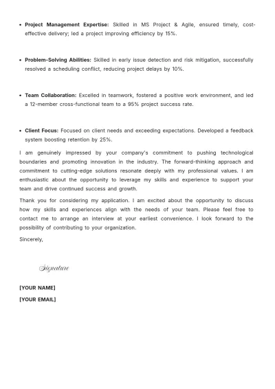 Free Project Coordinator Position Cover Letter to Edit Online