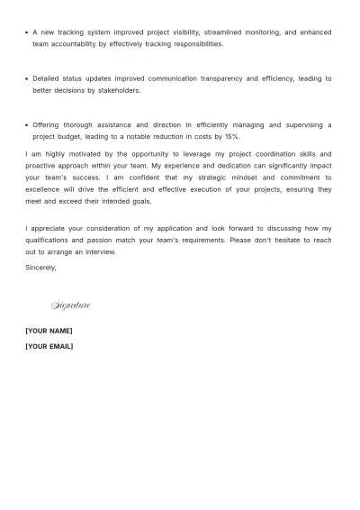 Free Assistant Project Coordinator Cover Letter to Edit Online