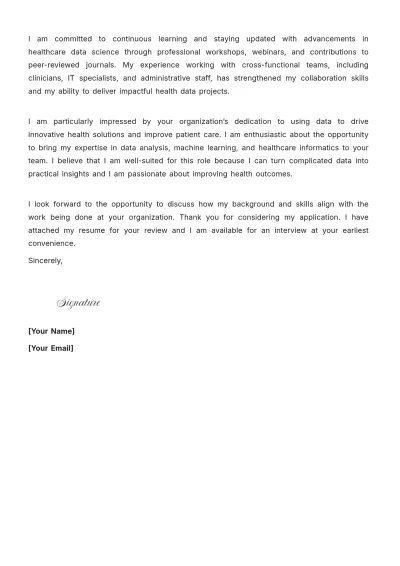 Free Health Data Scientist Cover Letter to Edit Online
