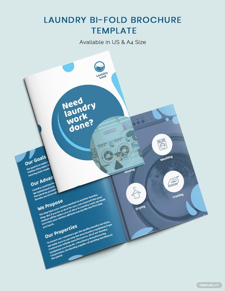 Laundry Bi-Fold Brochure Template in Word, Google Docs, Illustrator, PSD, Apple Pages, Publisher