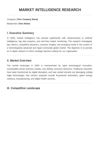 Free Market Intelligence Research Template to Edit Online
