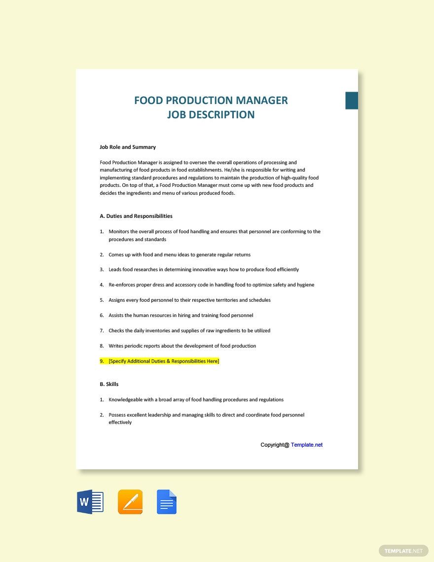 FREE Production Manager Template Download in Word, Google Docs, PDF