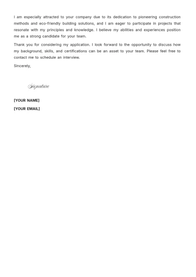 Free Construction Project Coordinator Cover Letter to Edit Online