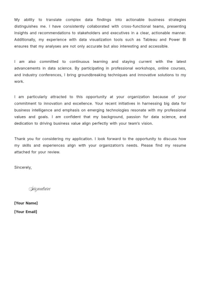 Free Data Scientist Resume Cover Letter to Edit Online