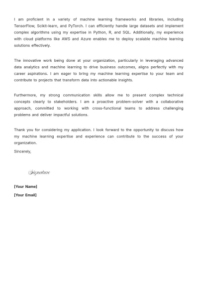 Free Data Scientist Machine Learning Cover Letter to Edit Online