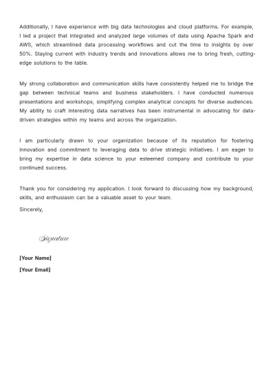 Free Experience Data Scientist Cover Letter to Edit Online