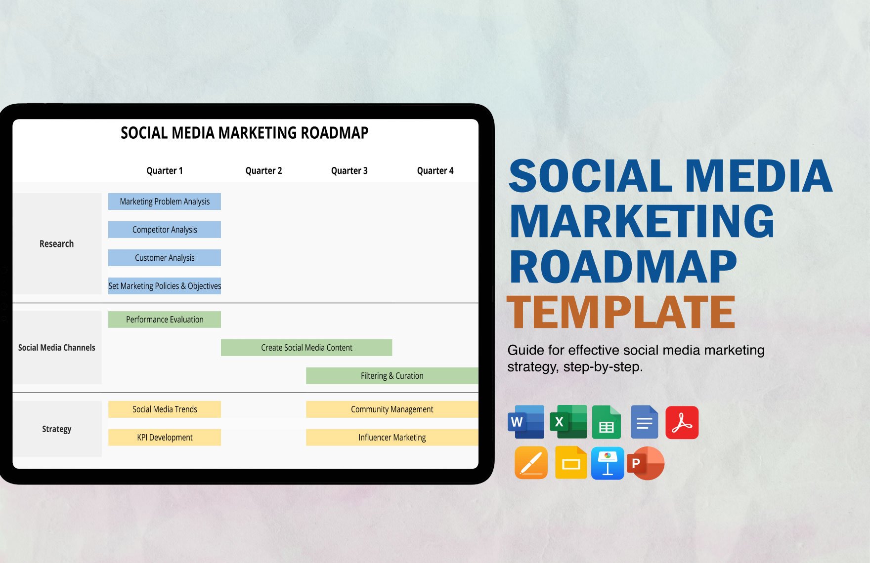 Social Media Marketing Roadmap Template in Word, Google Docs, Excel, PDF, Google Sheets, Apple Pages, PowerPoint, Google Slides, Apple Keynote