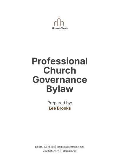 Free Professional Church Governance Bylaw Template to Edit Online