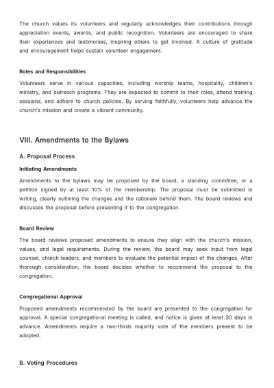 Free Professional Church Governance Bylaw Template to Edit Online