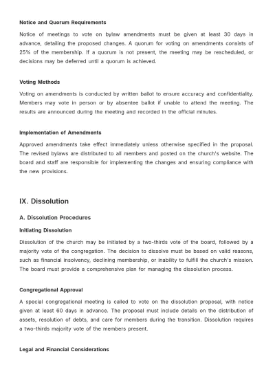 Free Professional Church Governance Bylaw Template to Edit Online