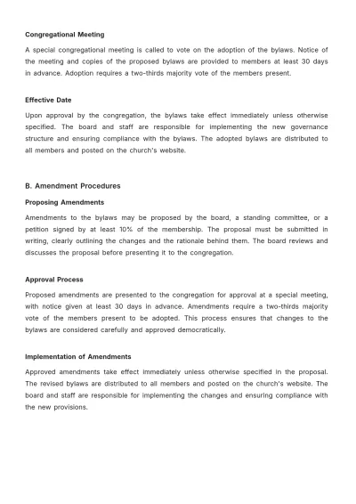 Free Professional Church Governance Bylaw Template to Edit Online