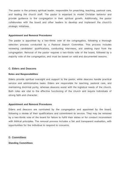 Free Professional Church Governance Bylaw Template to Edit Online
